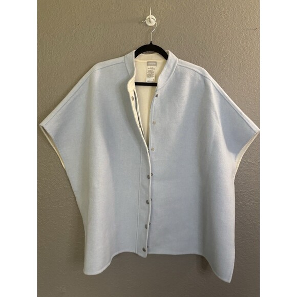 Chico's Women's Square Jacket S/M Oversized Zip & Snaps Casual Minimalists Blue - Picture 1 of 6